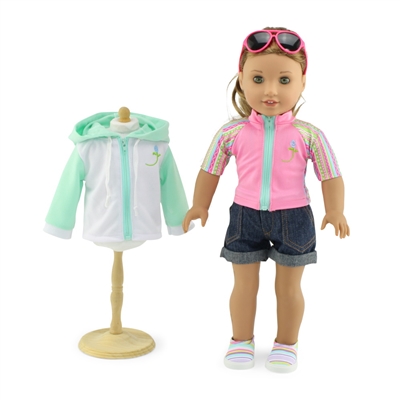 18-Inch Doll Clothes - Seven-Piece Swim Surf Swimsuit Outfit - fits American Girl ® Dolls