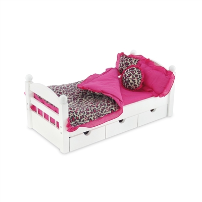 18 Inch Doll Accessories - Reversible Pink Cheetah Print Bedding Set - fits American Girl ® Dolls