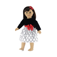 18 Inch Doll Clothes - Black and White Party Dress with Headband - fits American Girl ® Dolls