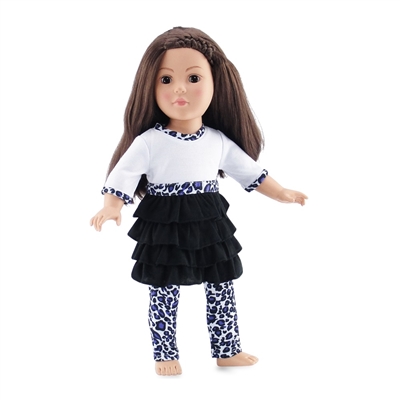 18-inch Doll Clothes - Leopard Print Ruffled Shirt-Dress with Leggings - fits American Girl ® Dolls