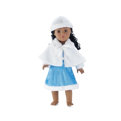 18 Inch Doll Clothes - Ice Blue Winter Dress with Hat and Cape - fits American Girl ® Dolls