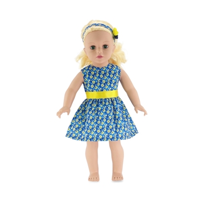 18 Inch Doll Clothes - Floral Party Dress with Flowered Headband - fits American Girl ® Dolls