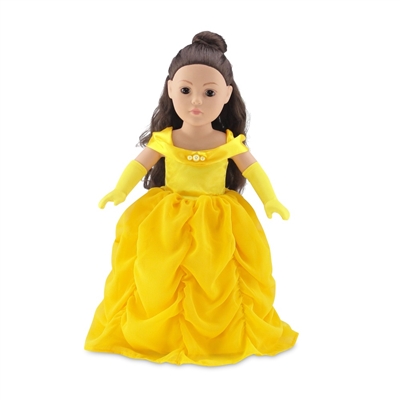 18 Inch Doll Clothes - Princess Belle-Inspired Ball Gown and Gloves - fits American Girl ® Dolls