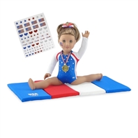 18-inch Doll Clothes - Gymnastics Leotard plus Tumbling Mat and Hair Bow - fits American Girl ® Dolls