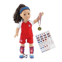 18-inch Doll Clothes - 7-Piece Soccer Outfit and Accessories Plus Gold Medal - fits American Girl ® Dolls