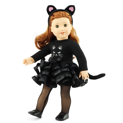 18-Inch Doll Clothes - Black Cat Costumer Outfit with Headband - fits American Girl ® Dolls