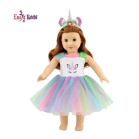 18-Inch Doll Clothes - Unicorn Dress Outfit with Headband - fits American Girl ® Dolls
