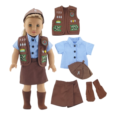 Emily Rose 18-inch Doll Clothes Modern 4-Piece Girl Scout Brownie-Inspired Uniform | Gift Boxed!
