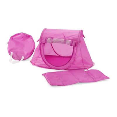 18-inch Doll Accessories - Orchid Pink Pop-Up Tent and Sleeping Bag with Carry Case - fits American Girl ® Dolls