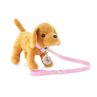 18-inch Doll Accessories - Brown Puppy Dog with Leash and Dog Tag - fits American Girl ® Dolls