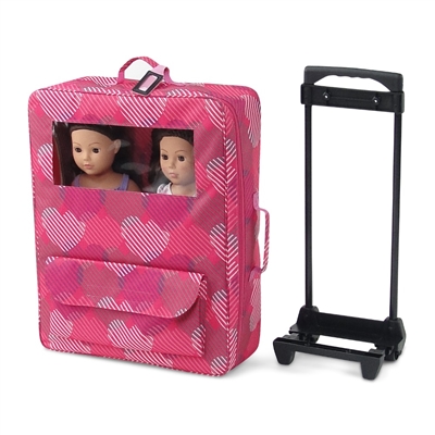 18 Inch Doll Accessories - Windowed Travel Two-Doll Carrier/Bed with Accessories - fits American Girl ® Dolls