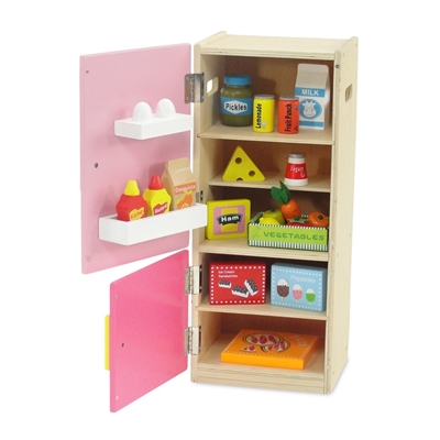 18-inch Doll Furniture - Wooden Refrigerator and Freezer with Accessories - fits American Girl ® Dolls
