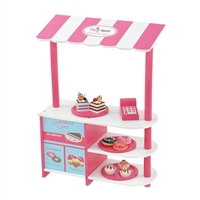 18-inch Doll Furniture - Pink and White Bakery Stand with Baked Goods - fits American Girl ® Dolls