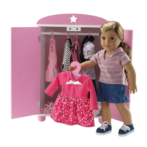 18-inch Doll Furniture - Pink Wooden Doll Clothes Hangers - fits American  Girl ® Dolls