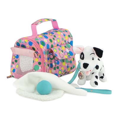 18 Inch Doll Accessories - Pet Carrier and Dalmatian Puppy with Accessories - fits American Girl ® Dolls