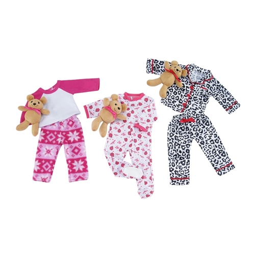 Emily Rose 18-Inch Doll Pajamas PJ Variety Value Set | 3-Pack 18 Doll PJs  with Teddy Bear and Eye Mask | Perfect Gift!