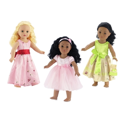 18-Inch Doll Clothes - 3 Pack Value Set 3 Party Dresses with Accessories - fits American Girl ® Dolls