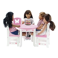 18-inch Doll Furniture - Butterfly Collection Table and 4 Chair Dining Set - fits American Girl ® Dolls