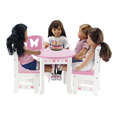 18-inch Doll Furniture - Butterfly Collection Table and 4 Chair Dining Set - fits American Girl ® Dolls