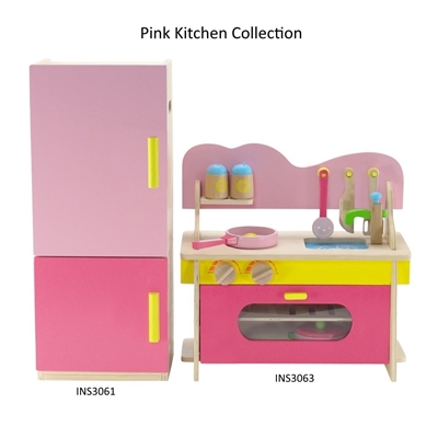 18-inch Doll Furniture - Wooden Kitchen and Refrigerator/Freezer Set with Accessories - fits American Girl ® Dolls