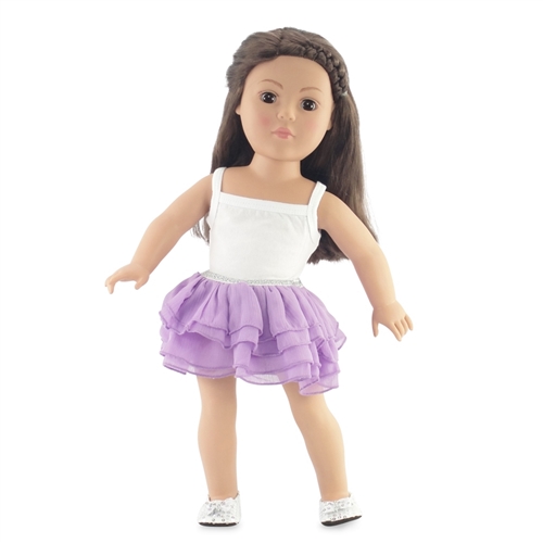 18-inch Doll Spring Lavender Skirt Outfit Bundled with Lovely Summer 2-PC  Leggings 18 Doll Clothes Set
