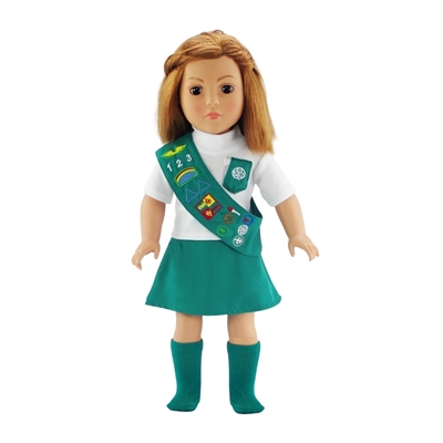 Emily Rose 18 Inch Doll Jr Junior Girl Scout Inspired Uniform Clothes Outfit | Gift-Boxed! | Compatible with 18" American Girl Dolls
