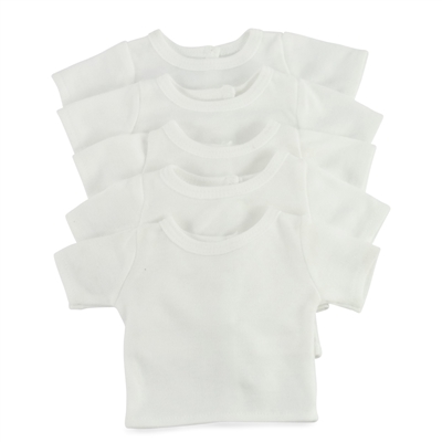 14-inch Doll Clothes - White T-Shirts, 5-Pack - fits Wellie Wishers ® Dolls