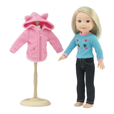 14-inch Doll Clothes - "Cat" Jacket, Jeans, and Tee Shirt - fits Wellie Wishers ® Dolls