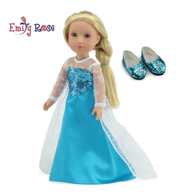 14-inch Doll Clothes - Princess Elsa Frozen Inspired Dress - fits Wellie Wishers ® Dolls