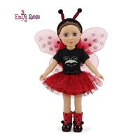 14-Inch Doll Clothes - Magical Lady Bug 5 PC 14" Doll Costume Outfit with Removable Wings, Antenna Headband and Fun Boots - fits Wellie Wisher ® Dolls