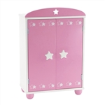 14-inch Doll Furniture - Pink Armoire with Star Detail (Includes 5 Clothes Hangers) - fits American Girl ® Wellie Wishers Dolls