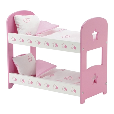 14-inch Doll Furniture - Pink Bunk Bed with Star Detail (Includes Bedding) - fits American Girl ® Wellie Wishers Dolls
