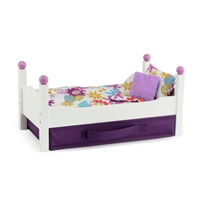 14-Inch Doll Furniture - White Stackable Single Bed with Bedding - fits Wellie Wishers Dolls