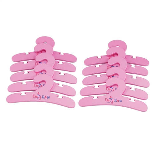 14-inch Doll Furniture - 10 Pink Wooden Doll Clothes Hangers - fits