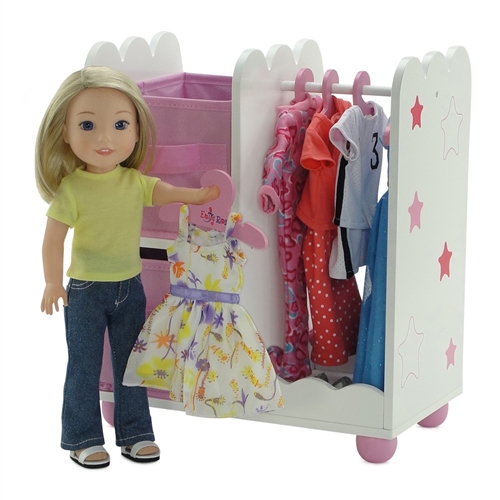 14-inch Doll Furniture - 10 Pink Wooden Doll Clothes Hangers