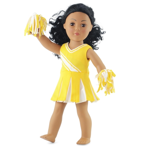 18-inch Doll Clothes - Cheerleader Outfit with Pom Poms and Gym Shoes -  fits American Girl ® Dolls