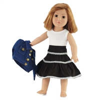 18-inch Doll Clothes - Denim Jacket, White Shirt, and Brown Skirt - fits American Girl ® Dolls