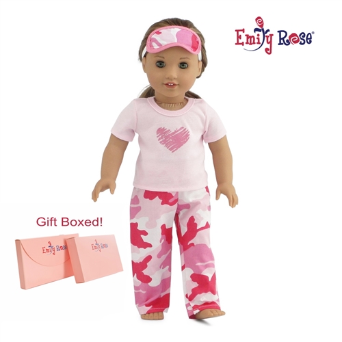 18-inch Doll Clothes - Heart Pajamas/PJs with Teddy Bear - fits American  Girl ® Dolls