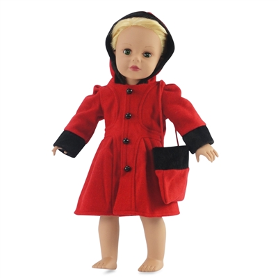 18-inch Doll Clothes - Formal Winter Hooded Coat with Purse - fits American Girl ® Dolls
