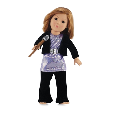 18-inch Doll Clothes - Pop Star Outfit with Shimmer Top, Bolero Jacket and Pants, with Belt and Microphone - fits American Girl ® Dolls