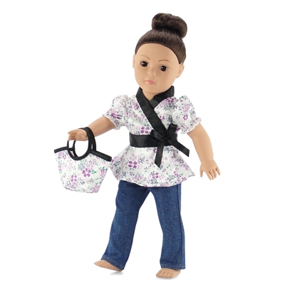 18-inch Doll Clothes - Tunic and Skinny Jeans with Purse - fits American Girl ® Dolls