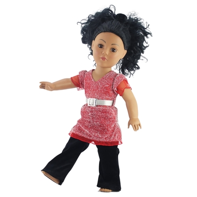 18-inch Doll Clothes - Sparkly Top and Pants with Belt and Scrunchy - fits American Girl ® Dolls