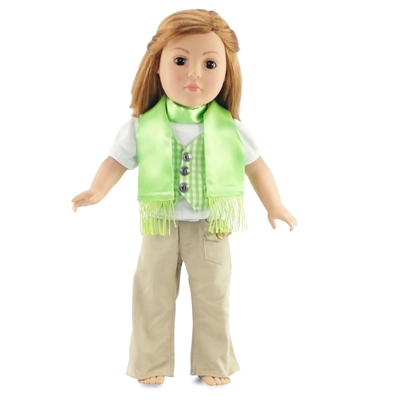 18-inch Doll Clothes - Checkered Vest, Pants, and Shirt with Scarf - fits American Girl ® Dolls