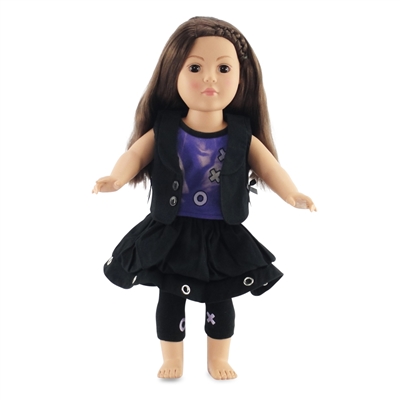 18-inch Doll Clothes - Purple Tank with Shirt, Vest, and Leggings - fits American Girl ® Dolls