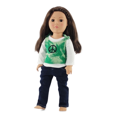 18-inch Doll Clothes - Peace Sign Tank, Long Sleeve Tee, and Skinny Jeans - fits American Girl ® Dolls