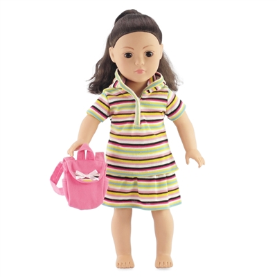 18-inch Doll Clothes - Hoodie, Shirt, and Skirt with Backpack - fits American Girl ® Dolls