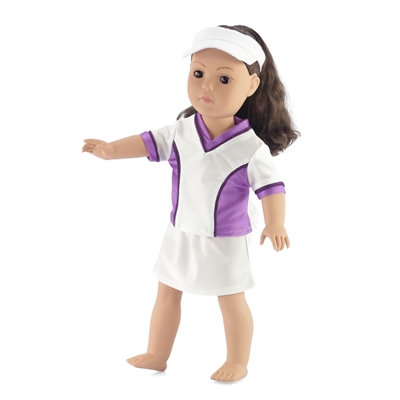 18-inch Doll Clothes - Tennis Top with Skirt and Visor - fits American Girl ® Dolls