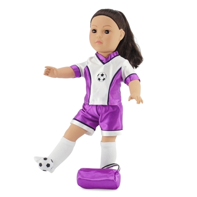 18-inch Doll Clothes - Soccer Shirt, Shorts, and Leggings with Gym Bag and Ball - fits American Girl ® Dolls
