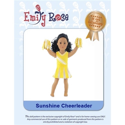 18-Inch Doll Clothes Pattern - Sunshine Cheerleader - Downloaded to your computer