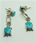 Turquoise Inlay Turtle Earrings